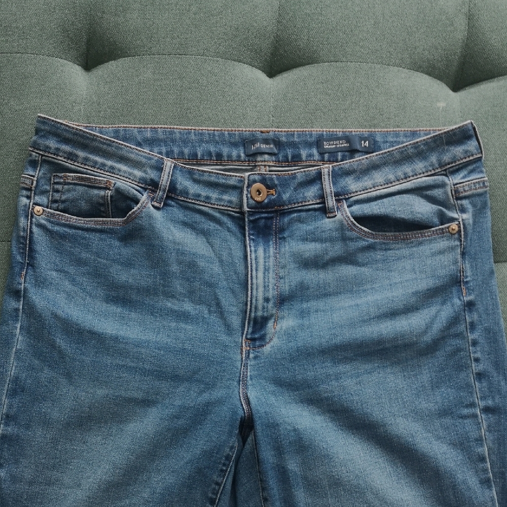 J. Jill Boyfriend Straight-Leg Denim Jeans Size 14 Previous Hem Inseam 25" EUC